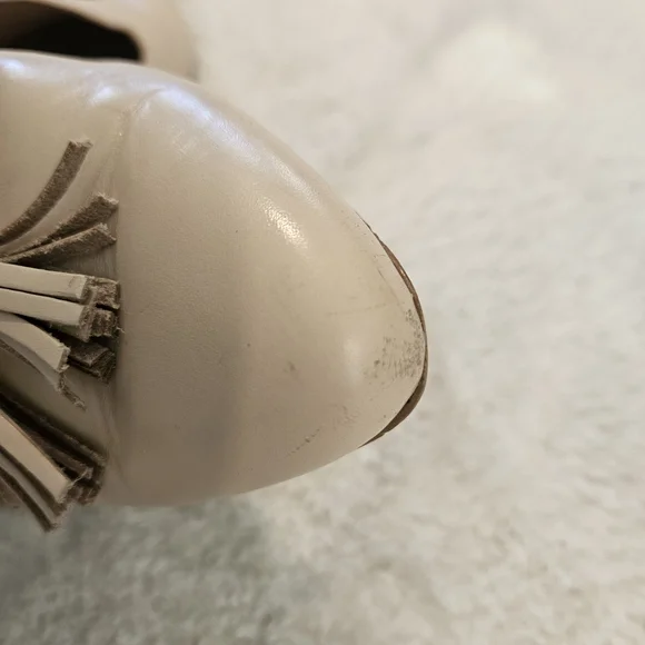 Beige Tassel Leather Mules Size 9 Tan Neutral Business Casual Minimalist Work - Picture 7 of 14
